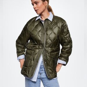 Mango Oversize Quilted Coat / Jacket Size Medium NWT